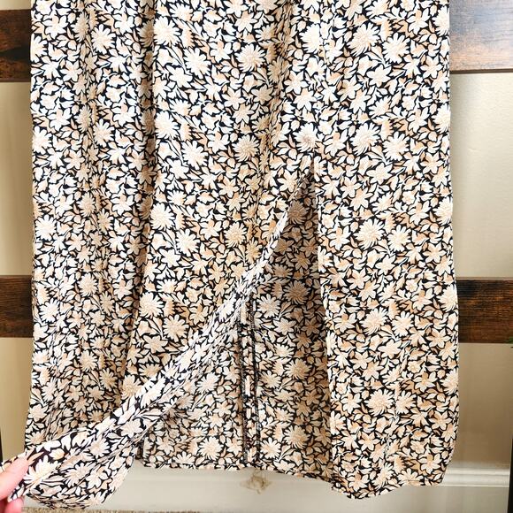 Sam Edelman Women Beige/Black Ditzy Floral Midi A-line Summer Dress Size US 2 - Picture 5 of 7